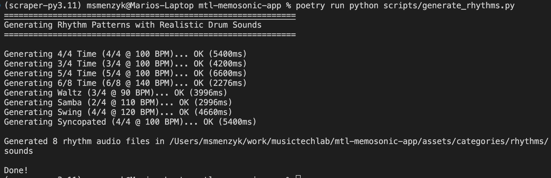 Terminal output
