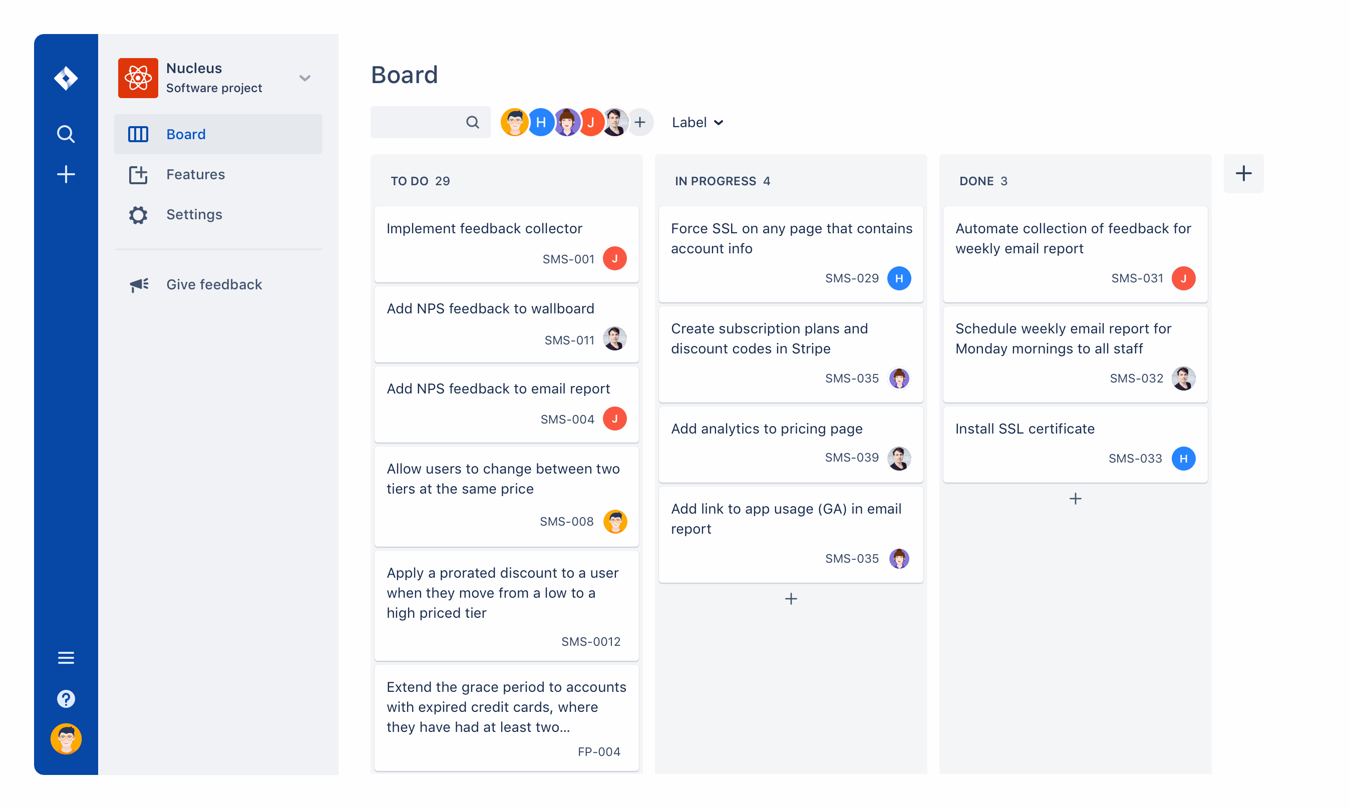 Kanban board in Jira project management tool